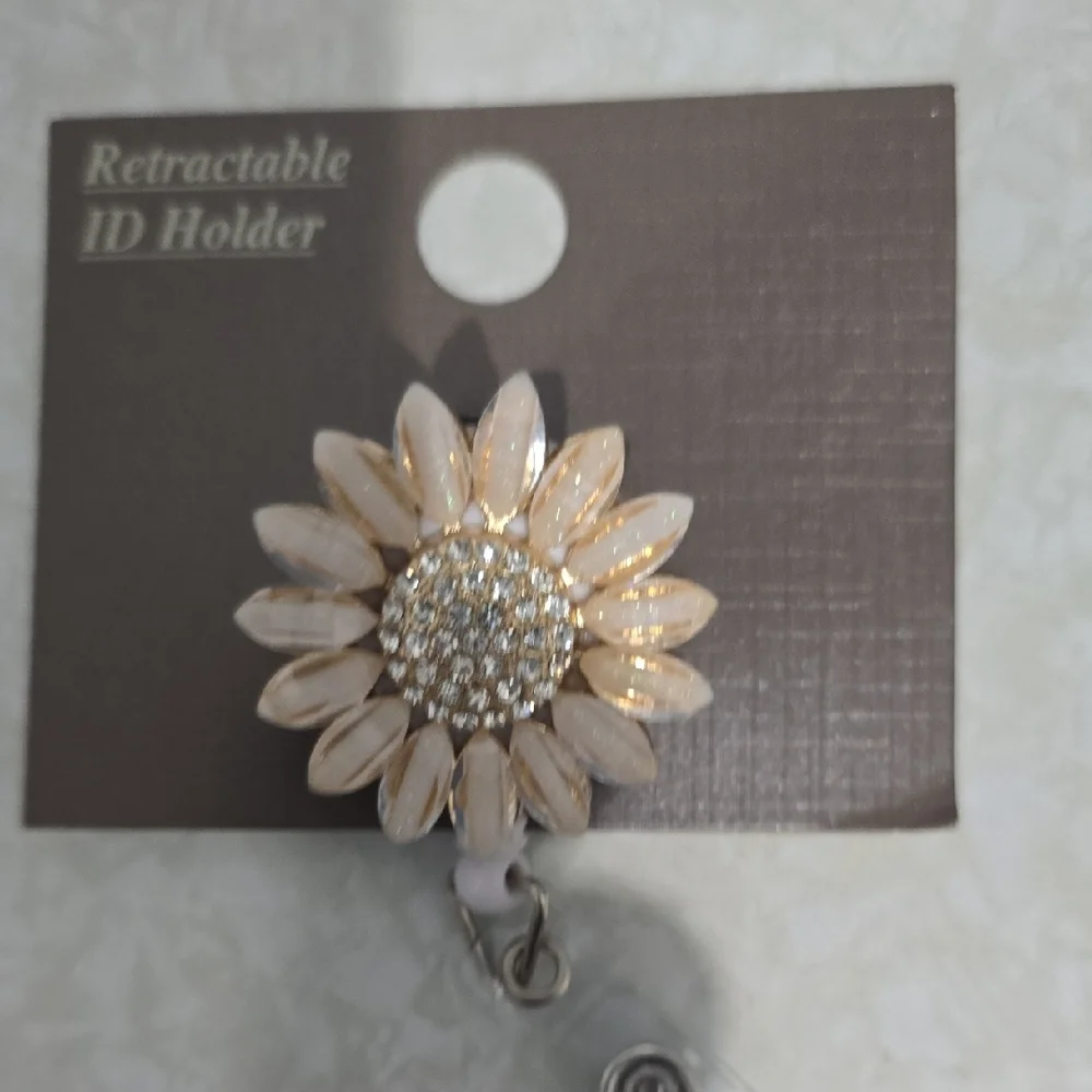 Floral ID Badge Holder‎ with Sparkle Center